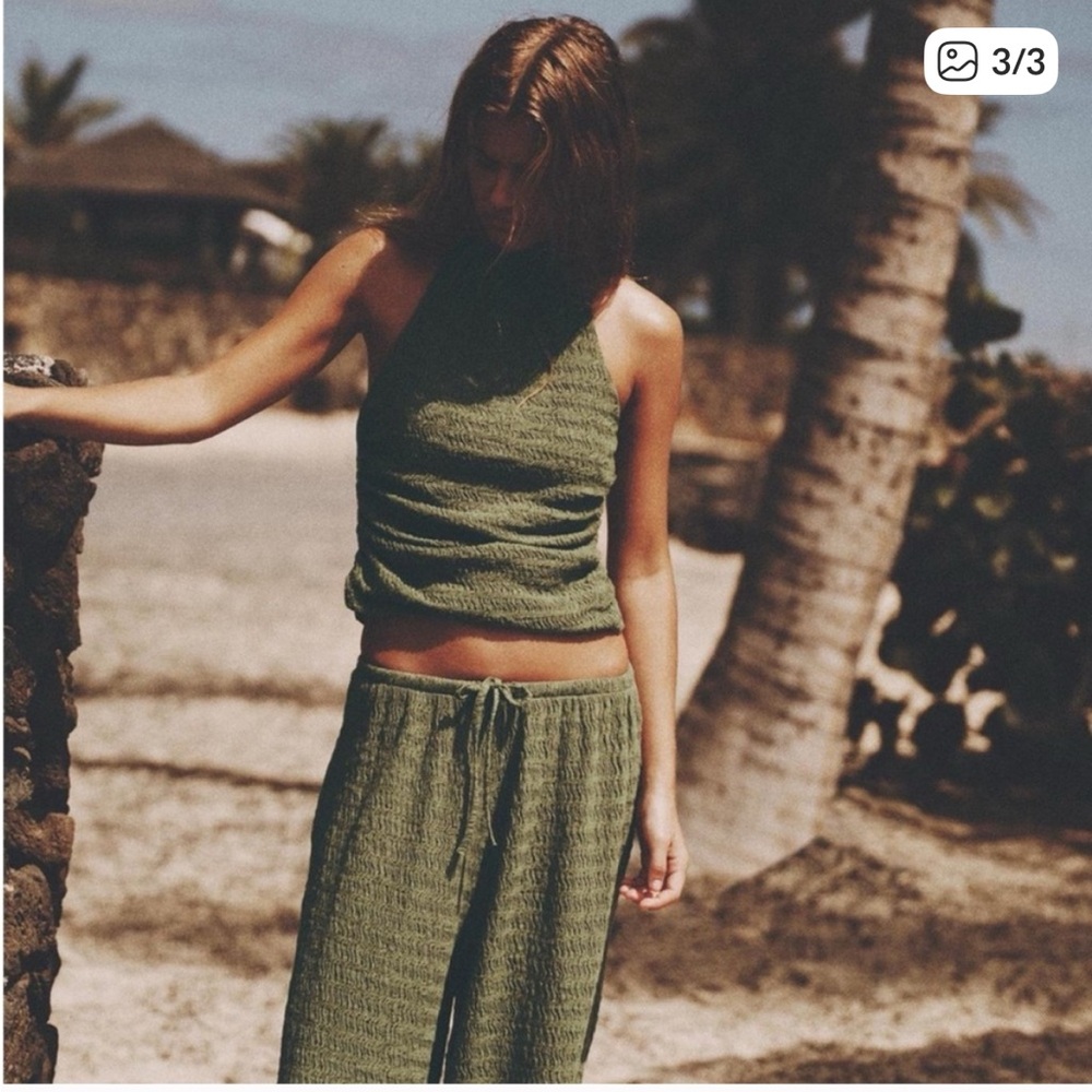 Green Textured Halter Top (from a Set)